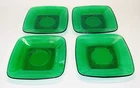 Set of VTG 4 Anchor Hocking Charm Forest Green Glass Saucers 5.5”