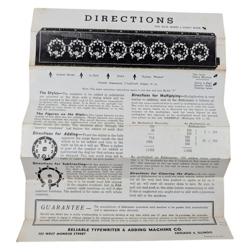 ADDOMETER In Original Box Reliable Typewriter & Adding Machine Co & Stylus - Picture 4 of 5