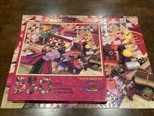 1991 Ceaco 550 piece Puzzle New "back to square one Sowing knitting quilts patch