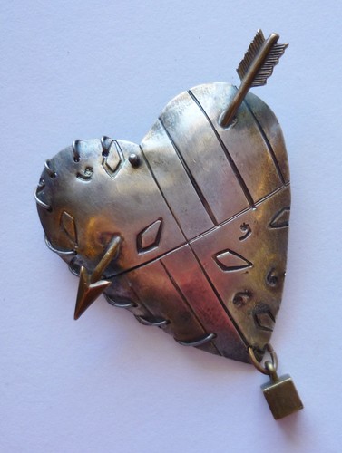Pin Signed MANN Thomas Mann Sterling Heart Arrow Vintage