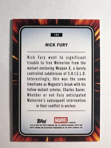 Topps 2025 Cromo Marvel Zafiro Nick Fury Base 193 - Imagen 2 de 2