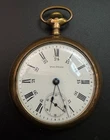 Antique Waltham 24 Hour Gold Plated Open Face Pocket Fob Watch 53mm