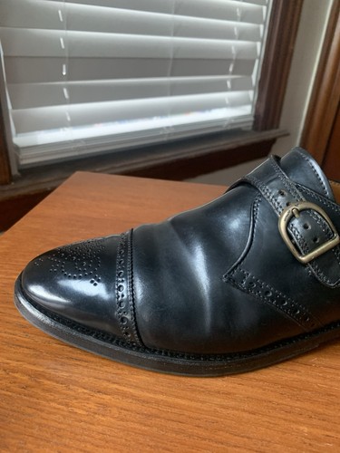 ALDEN 9D BLACK SHELL CORDOVAN BROGUED CAP TOE MONK STRAP SHOES 9 D - Picture 12 of 23