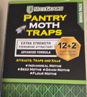 MaxGuard Pantry Moth Traps Extra Strength Pheromone Attractant, 14 Pack