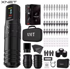 XNET Wireless Tattoo Machine Pen Kit Adjustable Stroke 40pcs Tattoo Needles Set