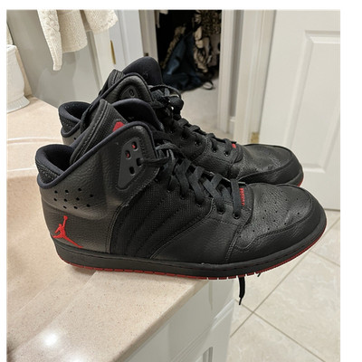 Jordan Air Jordan 1 Flight 4 Premium High Top Black/Gym Red Leather 838818-006