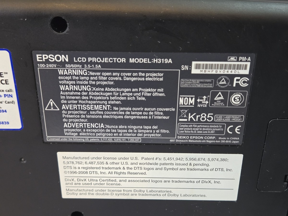 Epson MovieMate 60 H319A LCD Projector - Parts Or Repair | eBay
