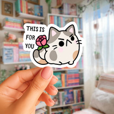 Cute Cat Sticker, Kawaii Animal Sticker, Funny Kitty Decal, Laptop Sticker