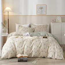 Garden Flower Duvet Cover Set Queen Cotton Aesthetic Bedding Set Reversible