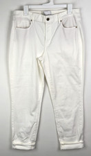 WHBM White Mid Rise Girlfriend Jeans Size 10R NWT Stretch Denim Cuffed Ankle