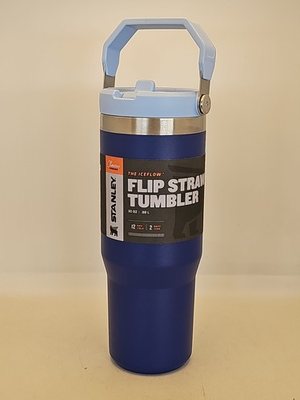 #ad Classic Series Stanley 30 oz Stainless Steel Ice Flow Flip Straw Tumbler BLUE $19.50