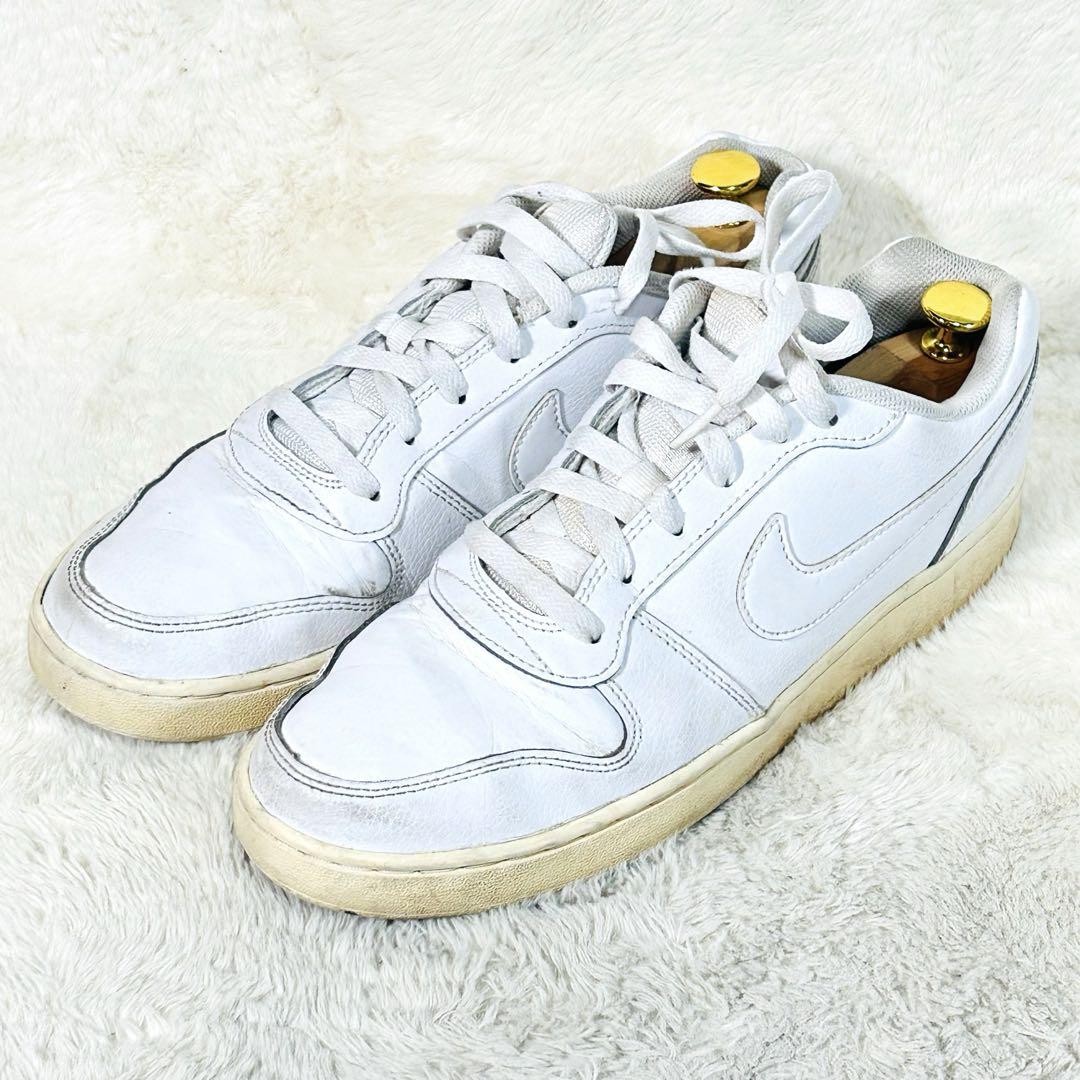 Nike Men Evannon Low White Leather Size 10 US Used Sneakers