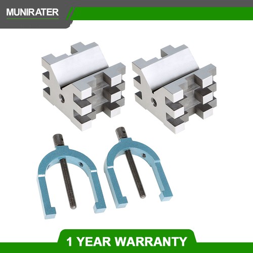 Multi-Use V-Block and Clamp Hardened Steel 2-3/8" x 2-3/4" x 2" Set - Picture 1 of 12