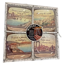 NEW Winers 4 Appetizer Plates Italy & Wine Lover’s Gift