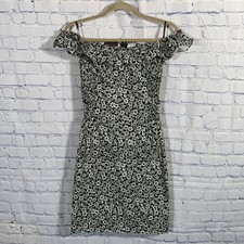 Ralph Lauren Floral Smocked Mini Dress in Black & White Size S
