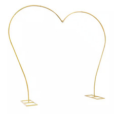92.6 In. X 104.4 In. Single Tube Heart Shaped Gold Metal Wedding Arch Backdrop D
