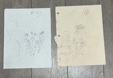 PURVIS YOUNG Two Original Drawings 1999 Miami Open House Paper Eyes Of Society.