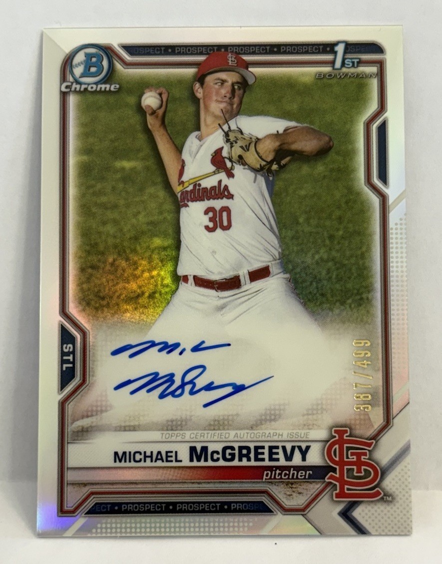 MICHAEL MCGREEVY 2021 BOWMAN CHROME DRAFT 1ST REFRACTOR AUTO /499