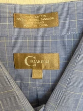 Chiarelli Vintage French Cuff Shirt Sz 16 1/2_32/33 100% Cotton Blue WP Pattern 