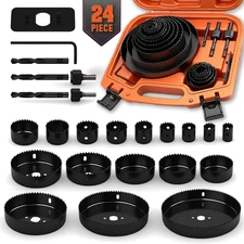 Hole Saw Set 24PCS Hole Saw Kit,Hole Saw Drill Bit Kit, 3/4"-6" (19-152Mm) 17PCS