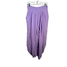 Free People Harem Pants Women Large Lilac Fizz New NWT Gauze Smocked OB1712364