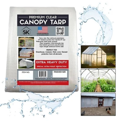 POLYMATE CLEAR UV GREENHOUSE 16 MIL FIBER REINFORCED POLY TARP TRUE FINISHED SIZE