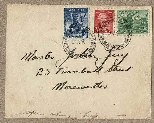 Australia 1947 Newcastle Set FDC Plain Cover cd Industrial Fair Post Office