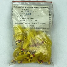 Vintage Betts Tackle Hair Jig 1/32 Yellow 48pcs Fishing Lure Crappie Bass 1980s