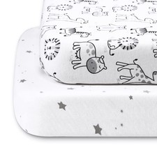 2 Pack Fitted Cirb Sheets for Standard Crib and Toddler Mattress 100 Cotton ...