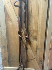 Nice Leather Western Bridle With Split Reins And Stitched Browband- Horse
