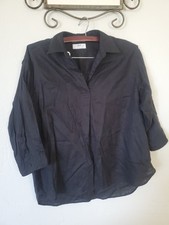 Uniqlo Women's  Linen Black Blend Blouse Sz Large 