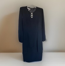 Black Chiffon Evening Dress Sz 6 Cocktail Layered Ursula Of Switzerland Jeweled