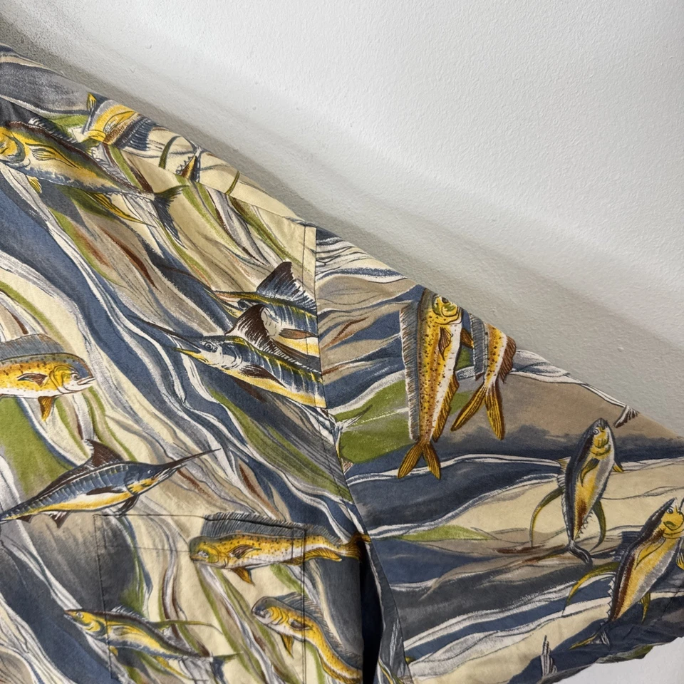 Camisa Aloha de Colección Hilo Hattie Estampado de Peces 4XL Rayón Hawaii Ocean Pescador Cuello de Campamento Foto 2 de 4