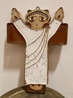 VTG St Andrews Abby Glazed California Pottery WALL PLAQUE Jesus on Cross 12x8 — photo 1