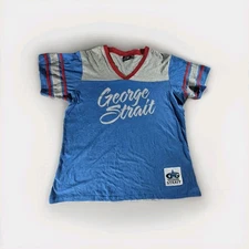 Women's Official Merch George Strait Short Sleeve Blue Jersey Size 2XL