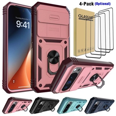 For Google Pixel 9/9 Pro/9 Pro XL Case Hybrid Ring Stand Cover / Tempered Glass