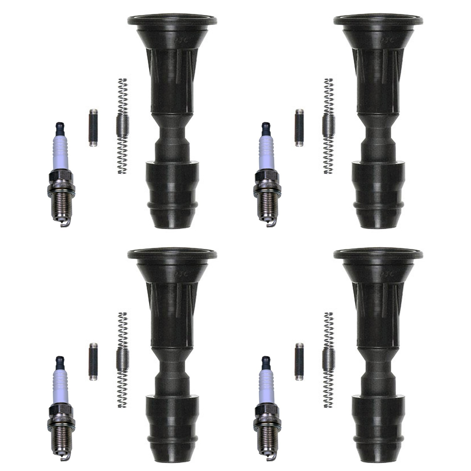 Denso 4 Double Platinum Spark Plugs 4 Coil Boots Kit for Saab 9-5 2011 2.0L L4