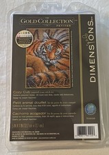 Dimensions Counted Cross Stitch Kit Gold Collection Petite “Cozy Cub” Tiger 5x7”