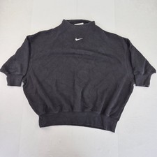NIKE Sweatshirt Medium 12 14 Black Womens Relaxed Oversized Centre Logo Pullover