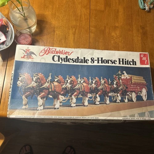 Vintage 1978 Budweiser Beer Clydesdale 8-Horse Hitch AMT Model Kit NOS SEALED