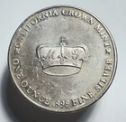 Rare, Vintage, California Crown Mint trade unit 1oz 999 Silver round -1068