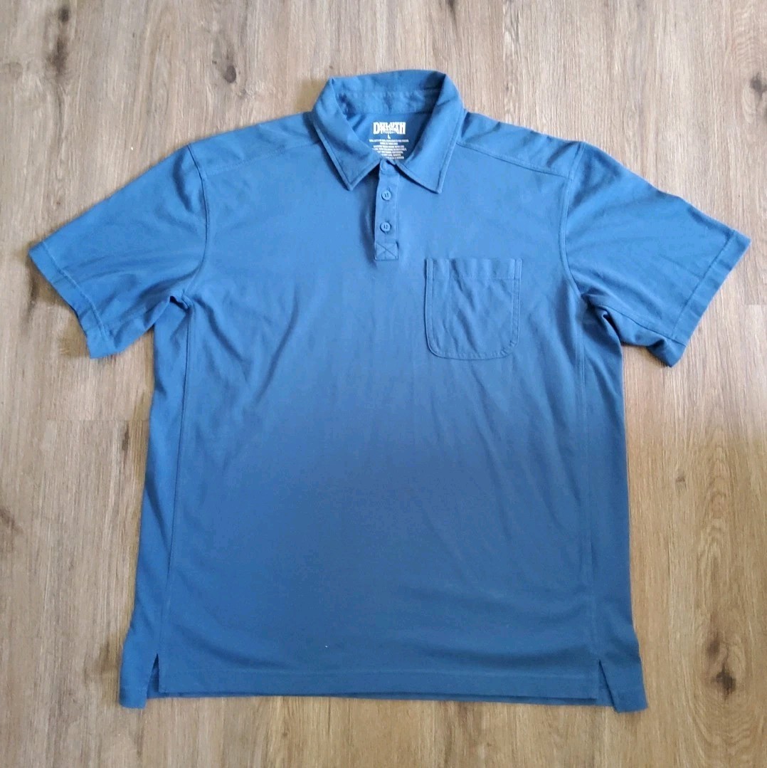 Duluth Trading Co. Mens Short Sleeve Polo Shirt With Pocket Size Large Blue