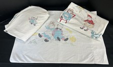 Vintage 1968 Raggedy Ann and Andy Twin Flat Sheet, Fitted Sheet, Pillowcase Set