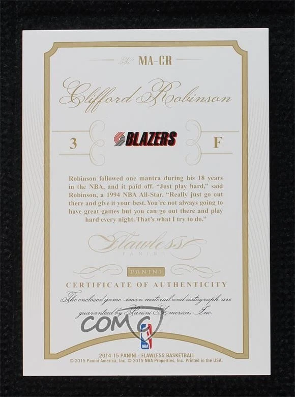 Memorabilia momentánea impecable Panini 2014-15/20 Clifford Robinson #MA-CR automático Foto 2 de 2
