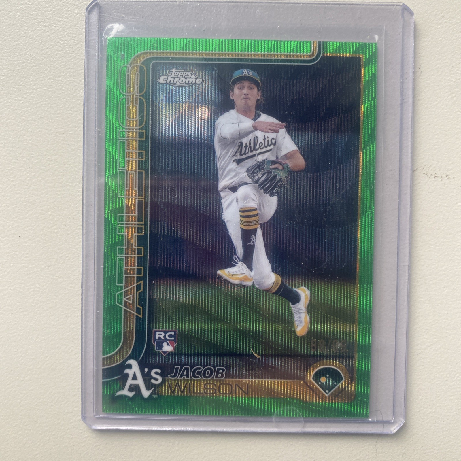 2025 Topps Chrome - Jacob Wilson #96 Green Wave Refractor /99 (RC)