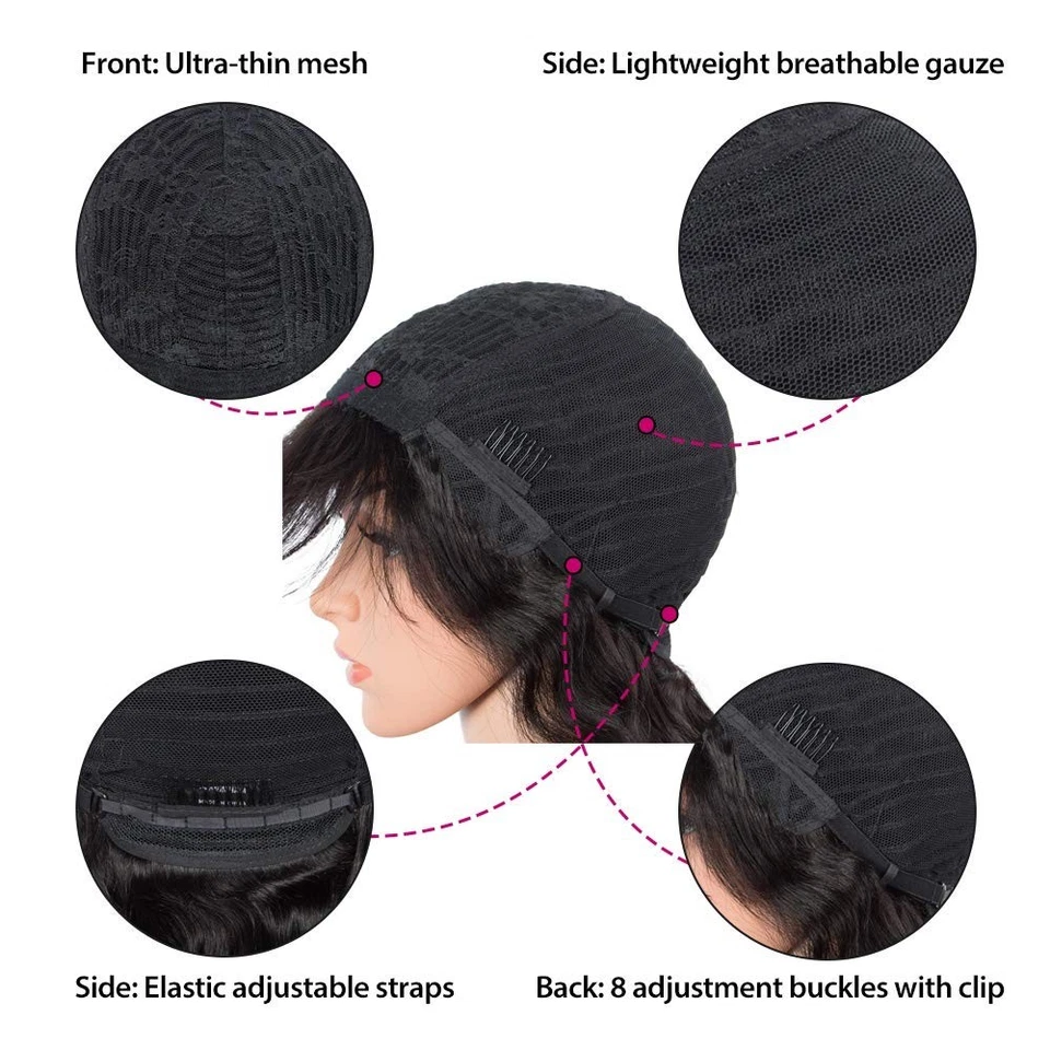 Body Wave Human Hair Wig With Bangs Glueless Wig Human Hair Wigs for Black Women - Image 4 of 4