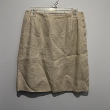 Talbots Petite 100 Irish Linen 4 Side Button Skirt Women s 12P