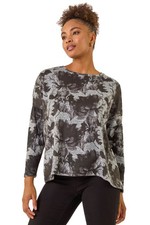 Roman Originals Printed Scarf Tunic Stretch Top Women UK - Ladies Autumn Winter