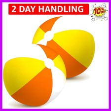 2 Pieces 48 Inch Giant Inflatable Beach Ball Jumbo Rainbow Color Sunny Orange