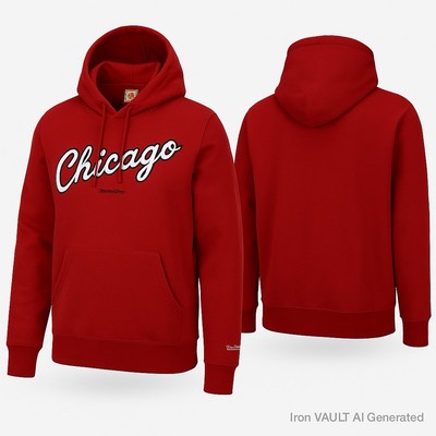 Chicago Bulls Hoodie Mens Small Red Mitchell Ness Wordmark
